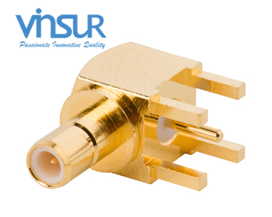 11622040 -- RF CONNECTOR - 50OHMS, SMB FEMALE, RIGHT ANGLE, PCB-THROUGH HOLE, ROUND POST